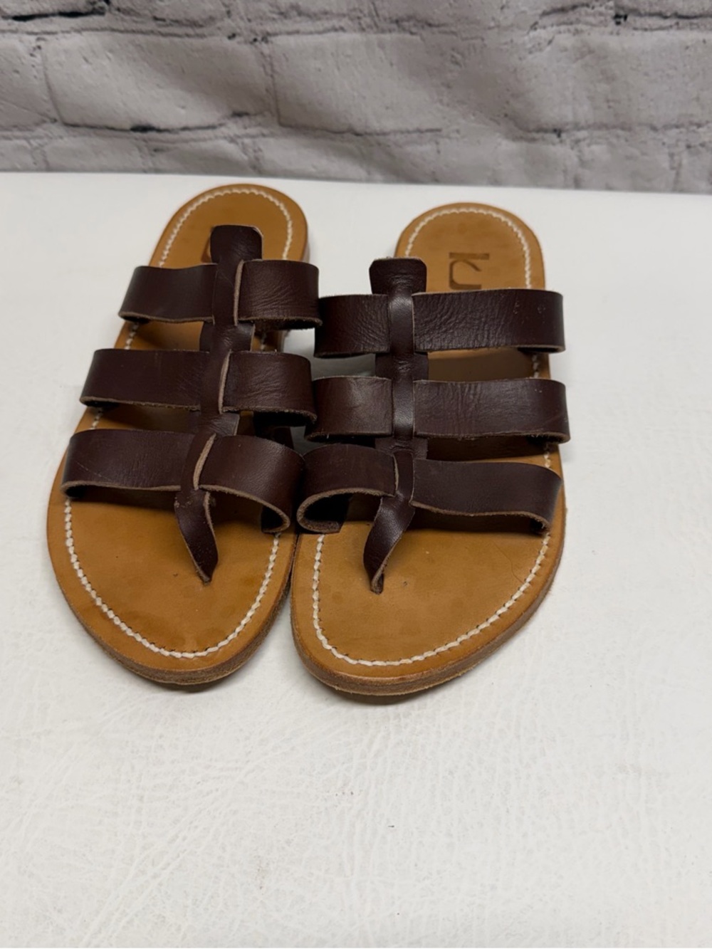 K.Jacques Dolon Dark Brown Suede Strap Leather Sandals size 38 US 8